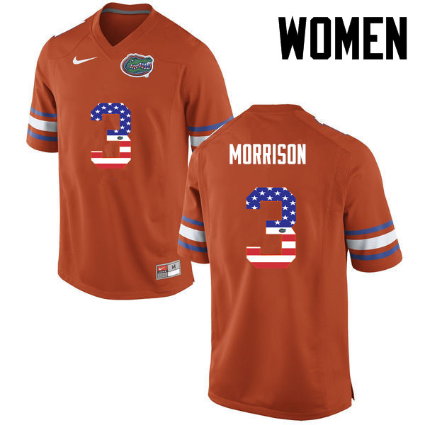 Women Florida Gators #3 Antonio Morrison College Football USA Flag Fashion Jerseys-Orange - Click Image to Close